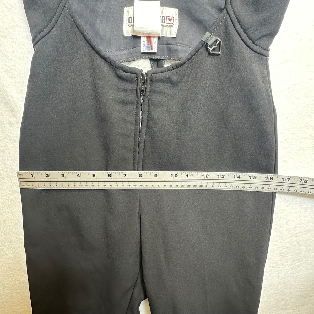 Vintage Obermeyer Ski Bibs Overalls Pants Women 10 Black Stirrup Zip USA Retro - Picture 10 of 15